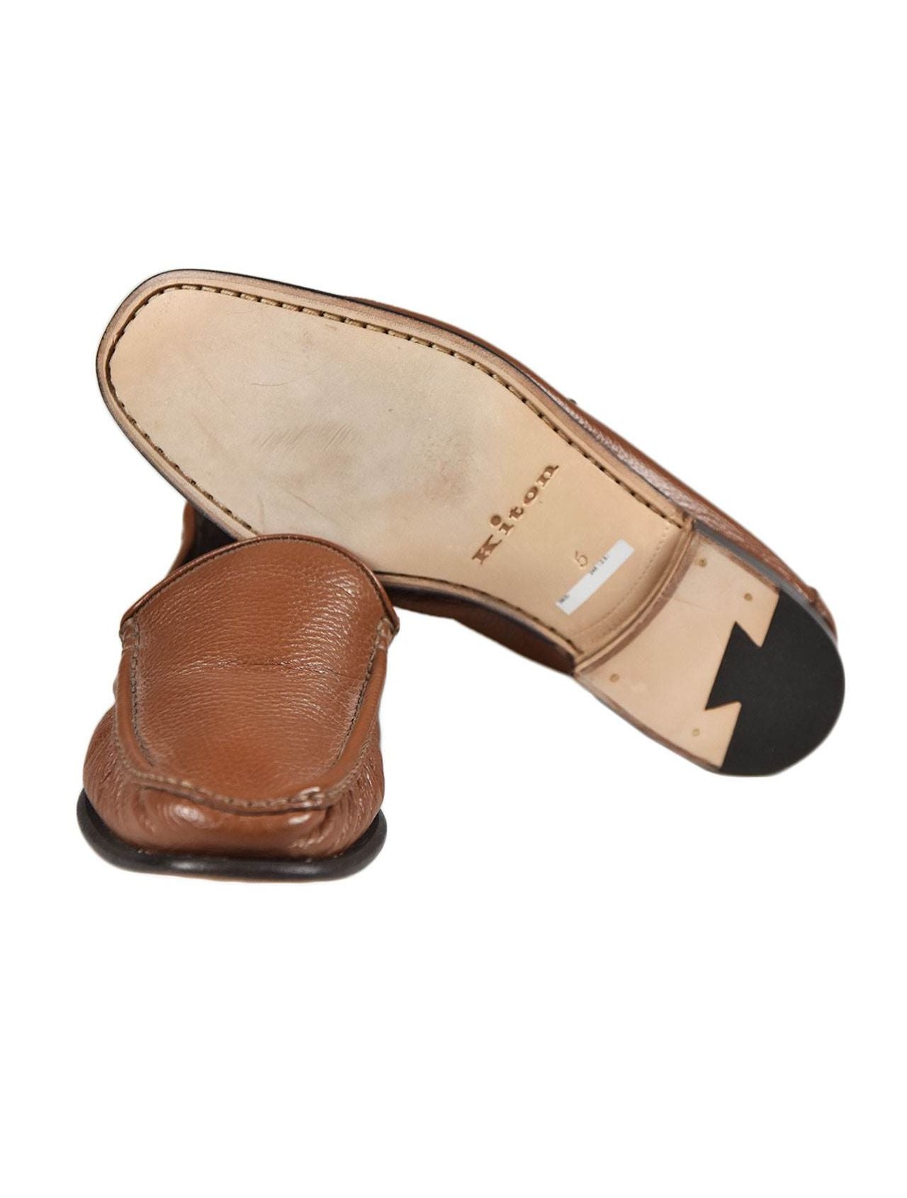Kiton Brown Leather Loafers