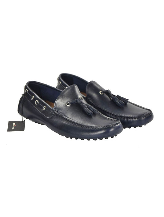 Kiton Blue Leather Loafers