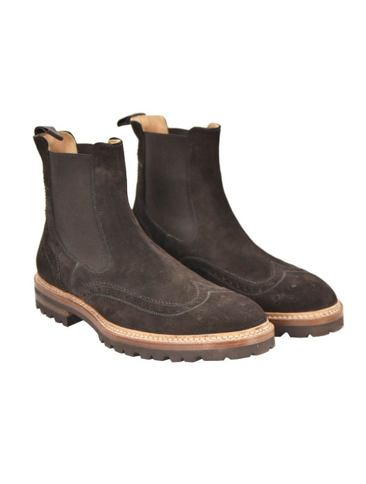 Kiton Brown Leather Suede Boots