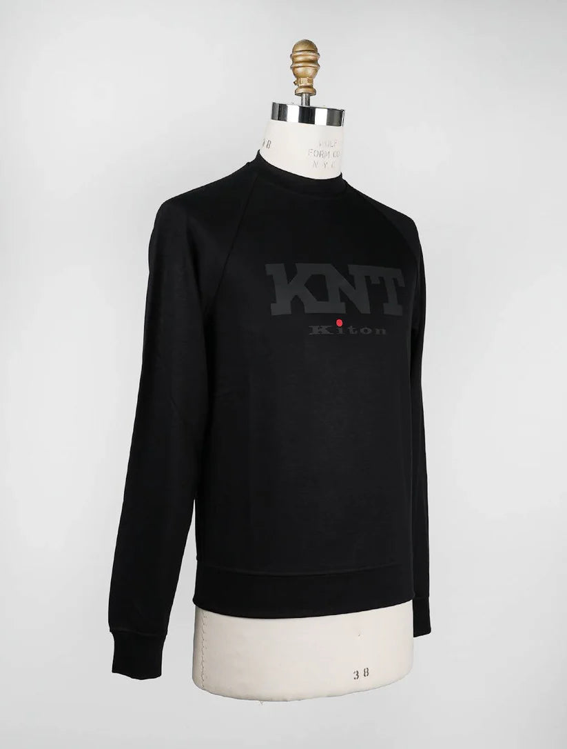 KNT Kiton Black Viscose Ea Sweater Crewneck
