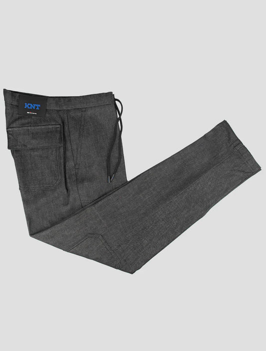 KNT Kiton Black Cotton Cashmere Ea Cargo Pants