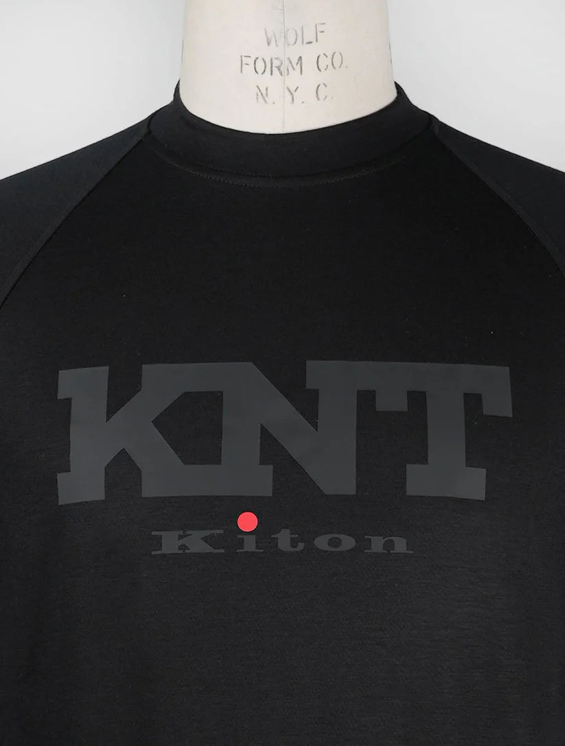 KNT Kiton Black Viscose Ea Sweater Crewneck