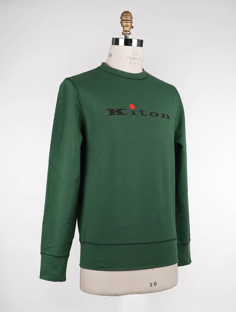 Kiton Green Cotton Sweater Crewneck