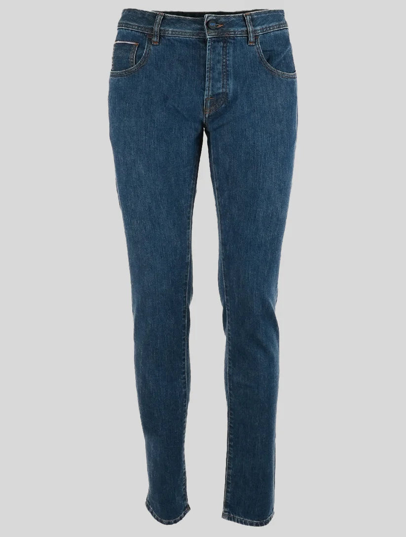 KNT Kiton Blue Cotton Pe Jeans