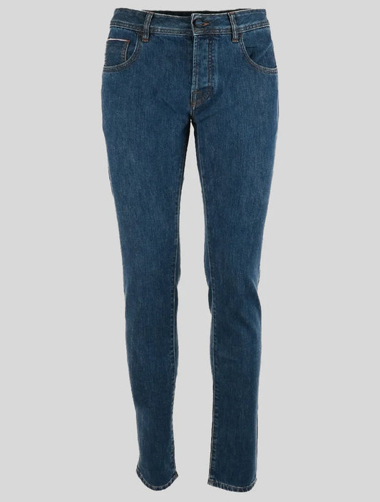 KNT Kiton Blue Cotton Pe Jeans
