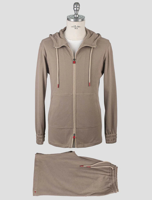 Kiton Light Brown Cotton Tracksuit Short Pants