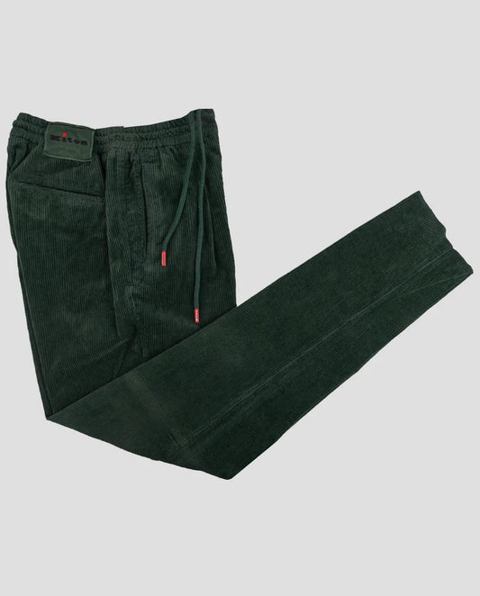 Kiton Green Cotton Cashmere Ea Velvet Pants