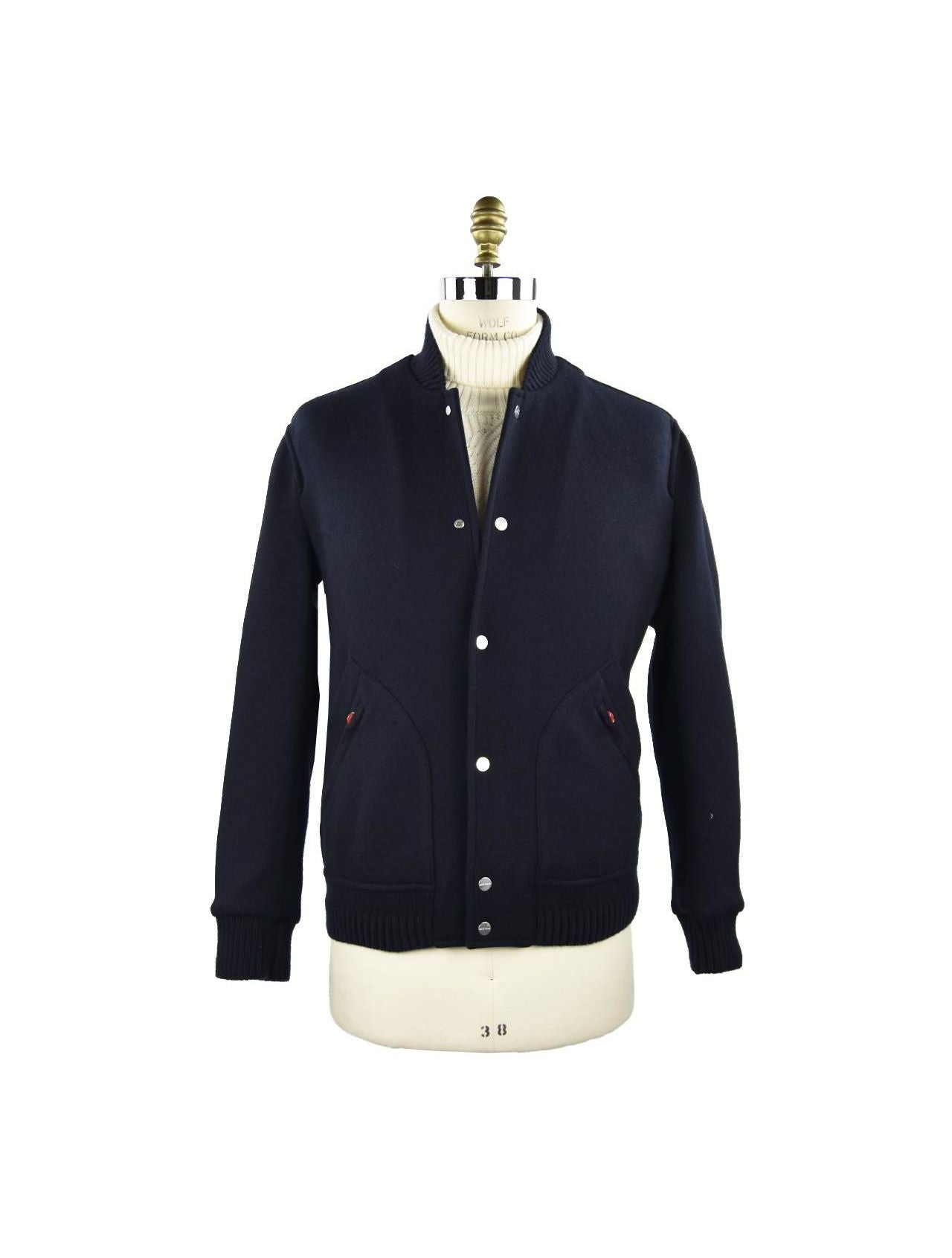 Kiton Dark Blue Wool Cashmere Pa Coat
