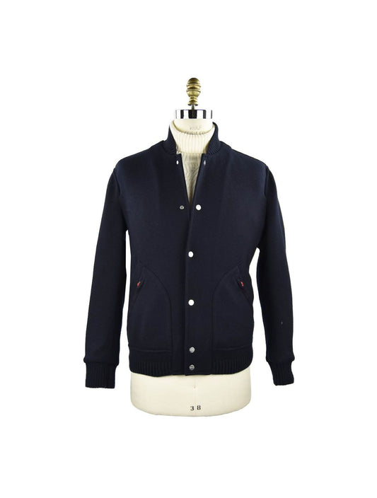 Kiton Dark Blue Wool Cashmere Pa Coat