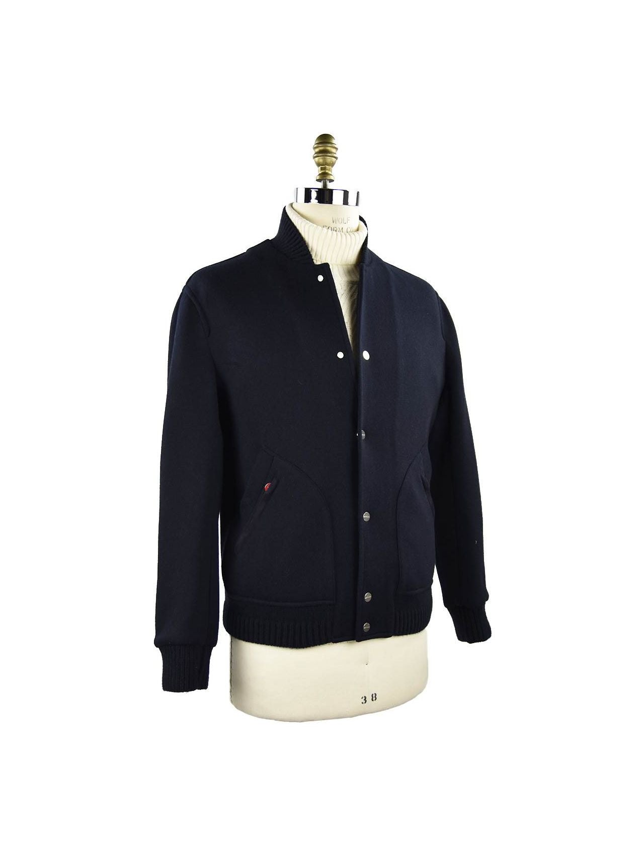 Kiton Dark Blue Wool Cashmere Pa Coat