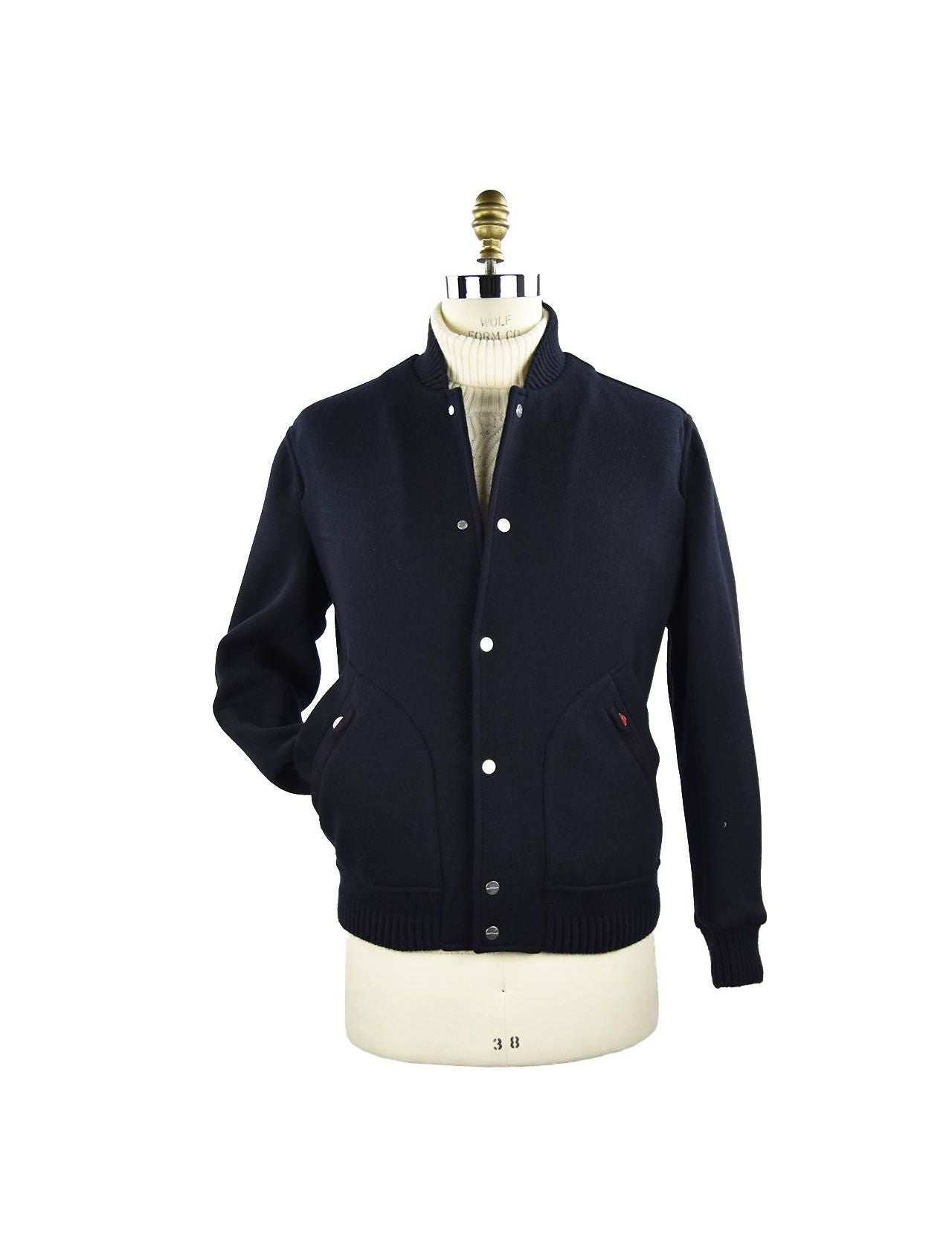 Kiton Dark Blue Wool Cashmere Pa Coat