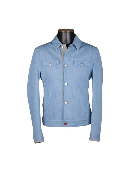 Kiton Blue Denim Cotton Coat
