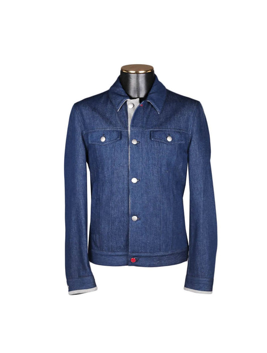 Kiton Light Blue Denim Cotton Coat