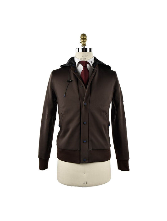 KNT Kiton Brown Black Pl Cotton Pa Ea Coat