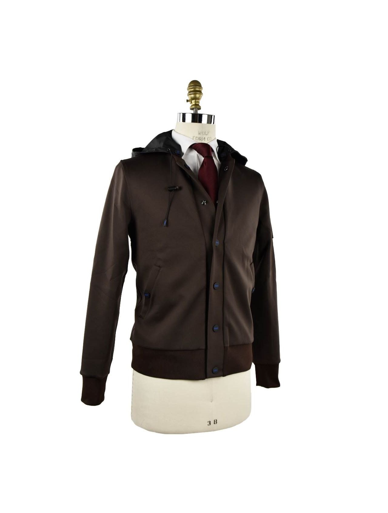 KNT Kiton Brown Black Pl Cotton Pa Ea Coat
