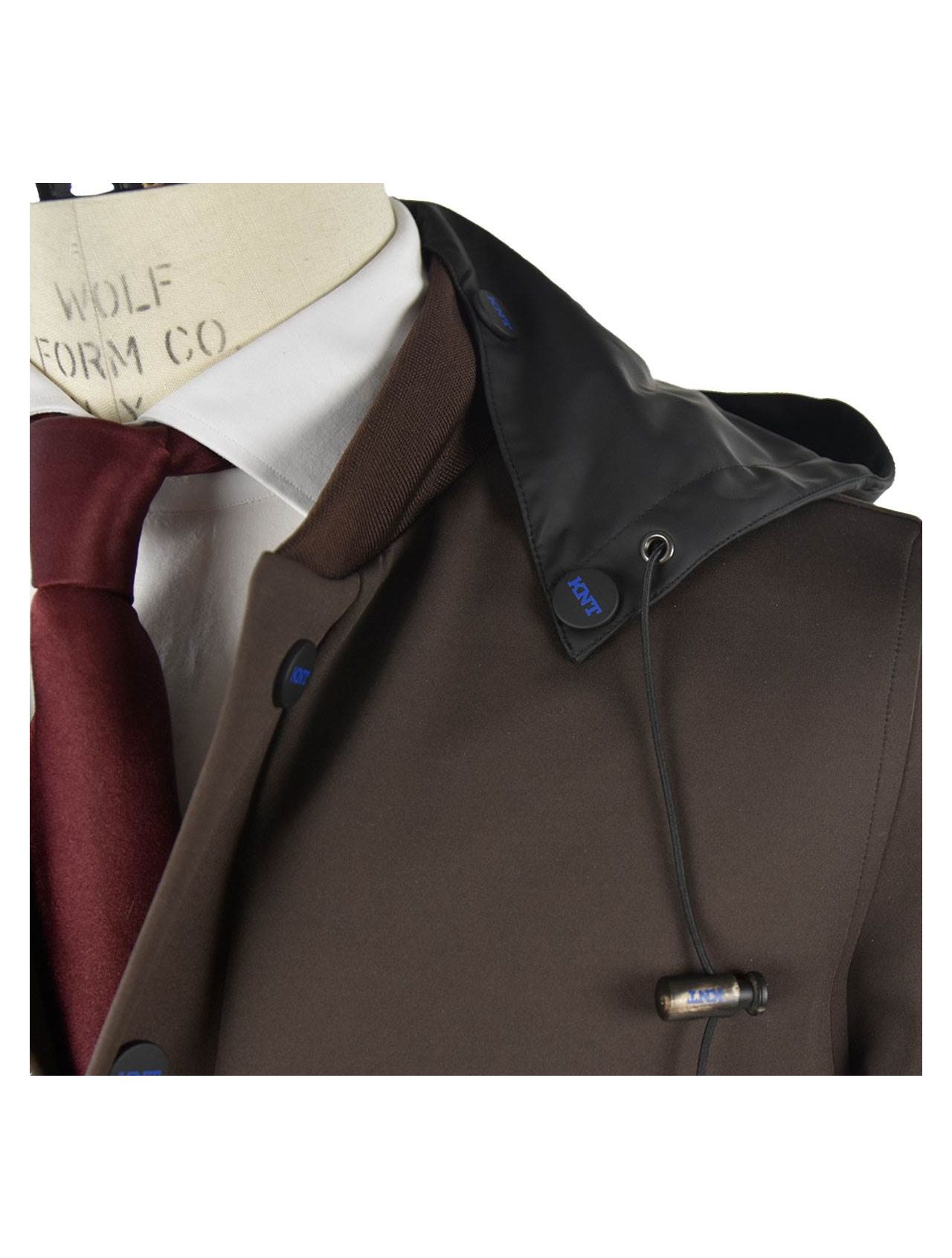 KNT Kiton Brown Black Pl Cotton Pa Ea Coat