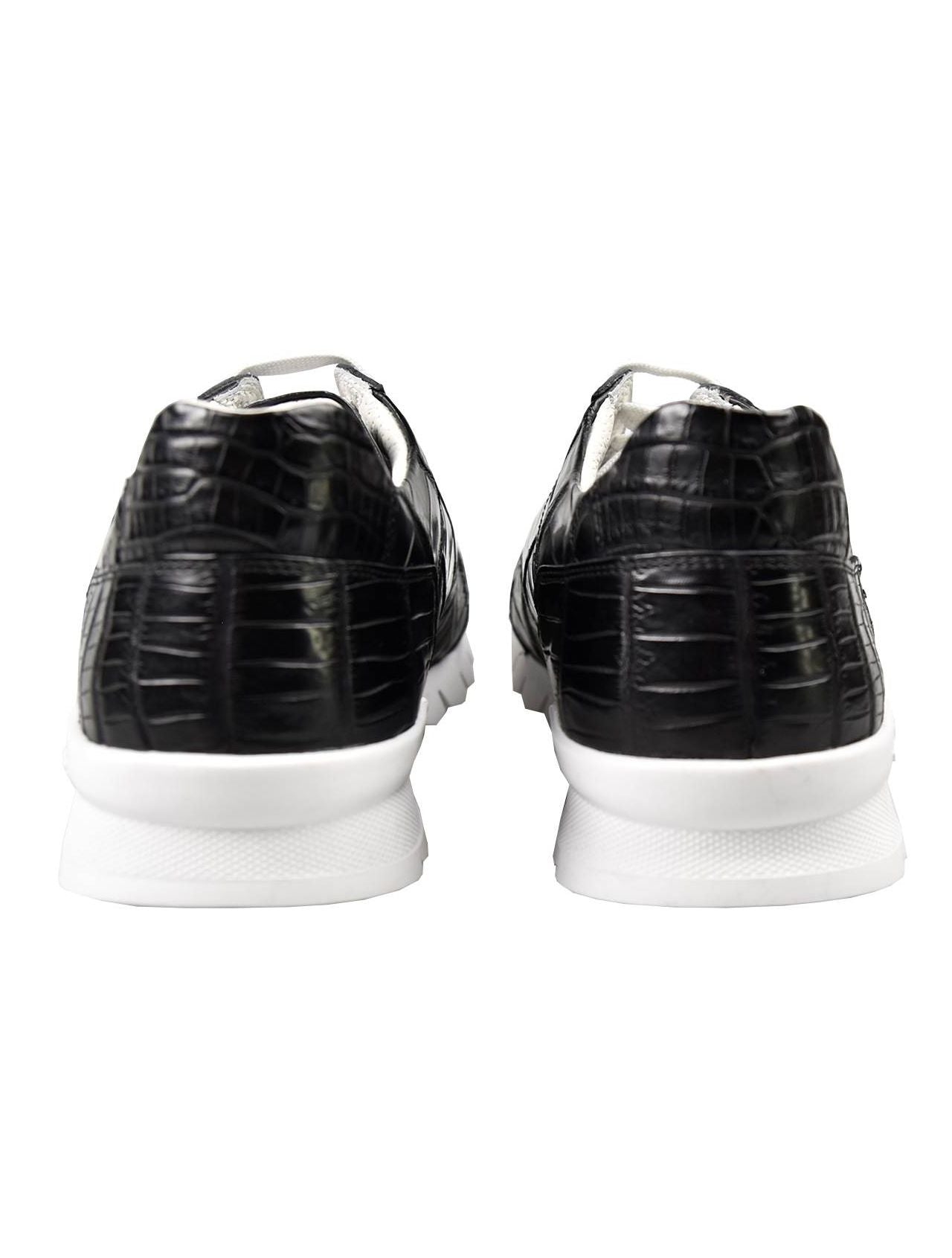 Kiton Black Leather Crocodile Shoes VLAW