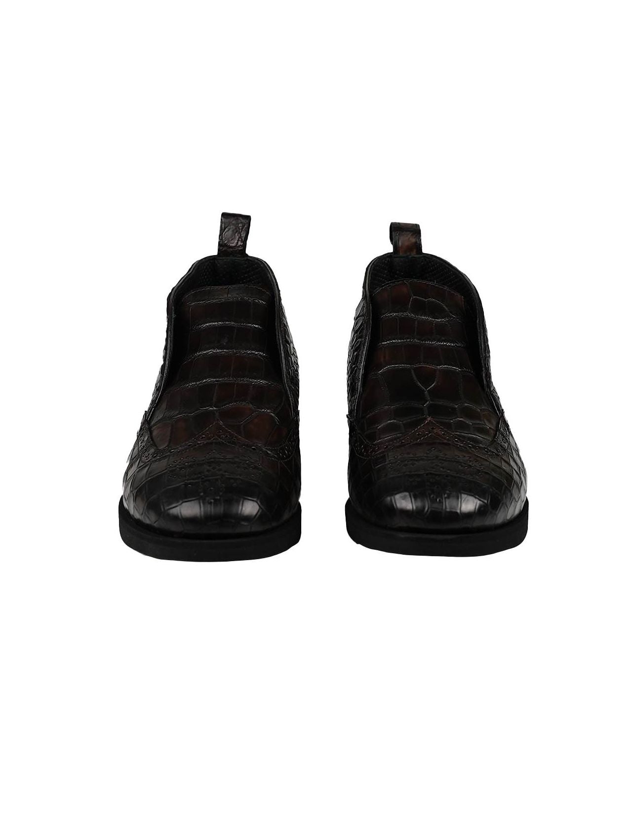 Kiton Brown Leather Crocodile Shoes