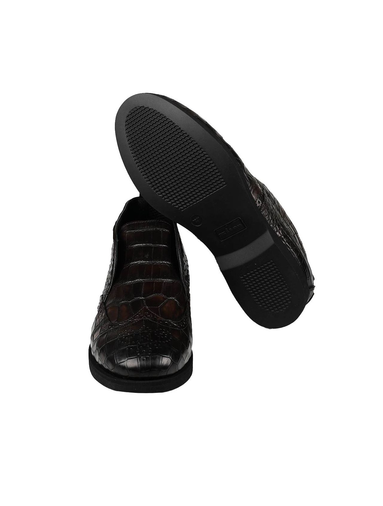 Kiton Brown Leather Crocodile Shoes