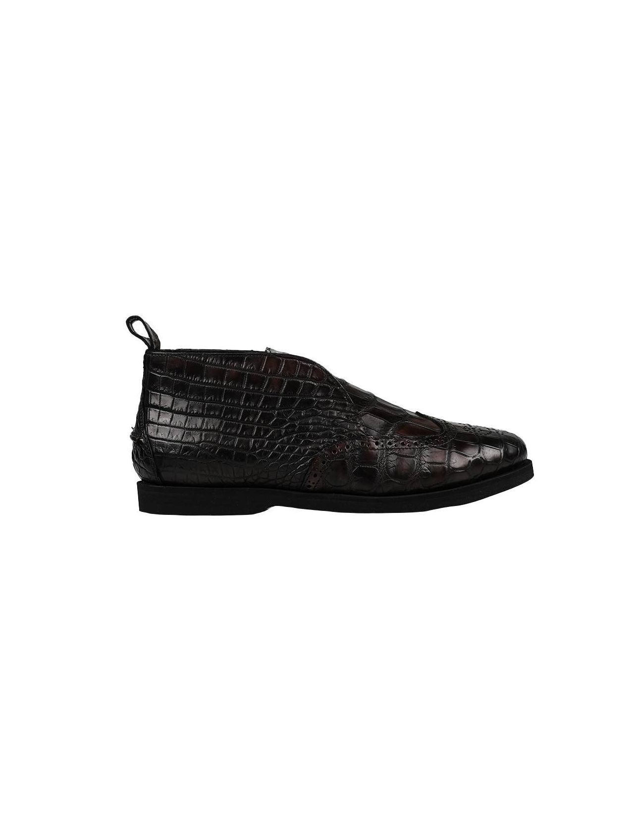 Kiton Brown Leather Crocodile Shoes