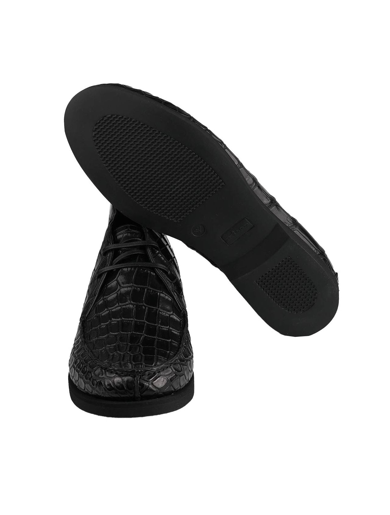 Kiton Black Leather Crocodile Boots