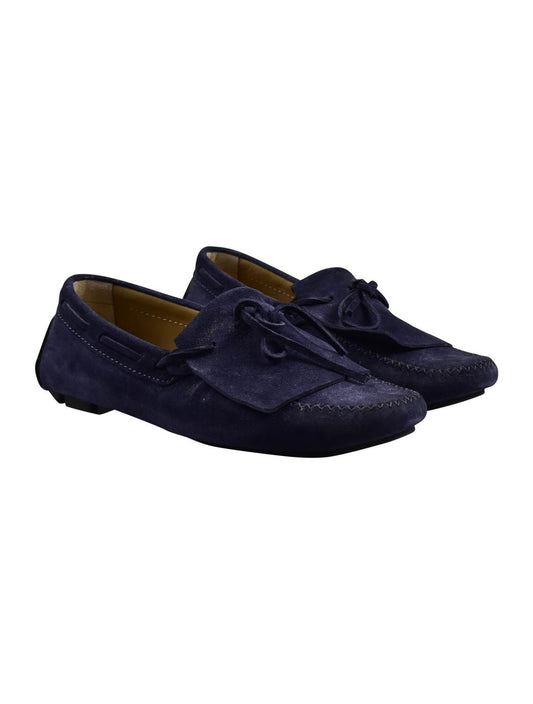 Kiton Blue Leather Suede Loafers