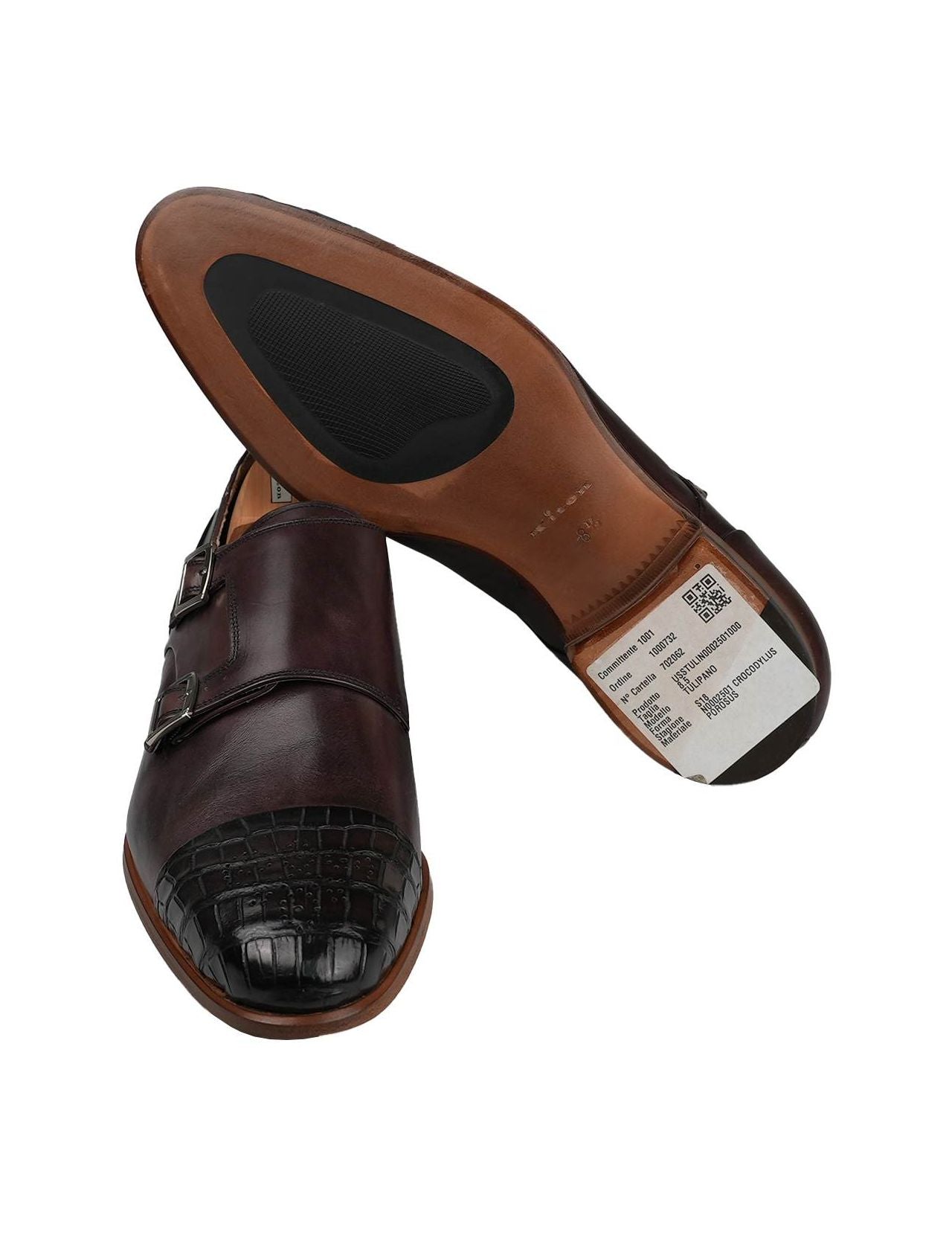 Kiton Brown Leather Crocodile Dress Shoes