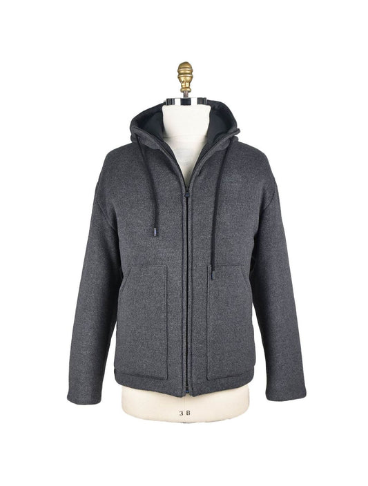 KNT Kiton Gray Virgin Wool Pa Cashmere Coat