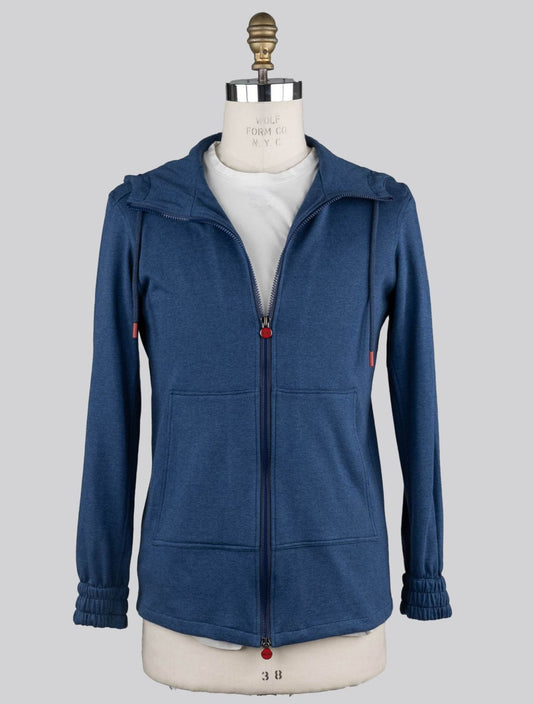 Kiton Blue Cotton Cashmere Sweatshirt Umbi