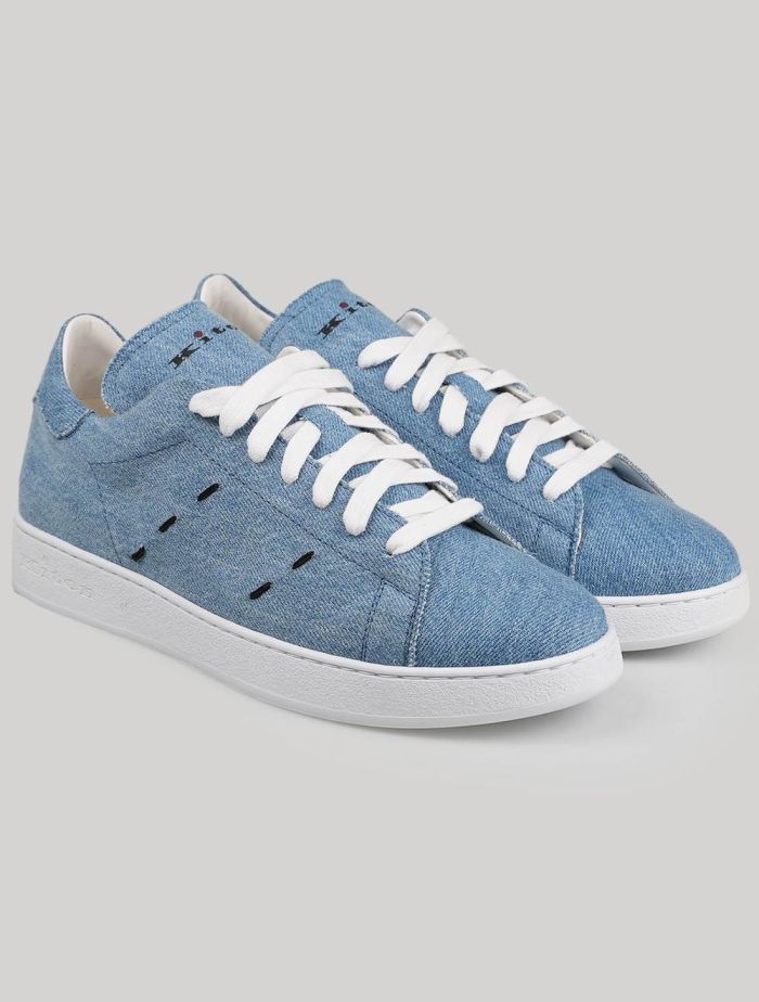 Kiton Light Blue Cotton Sneakers