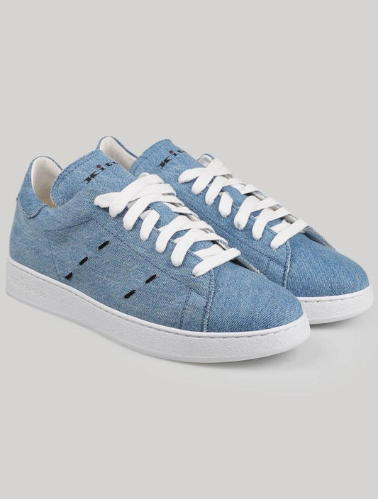 Kiton Light Blue Cotton Sneakers