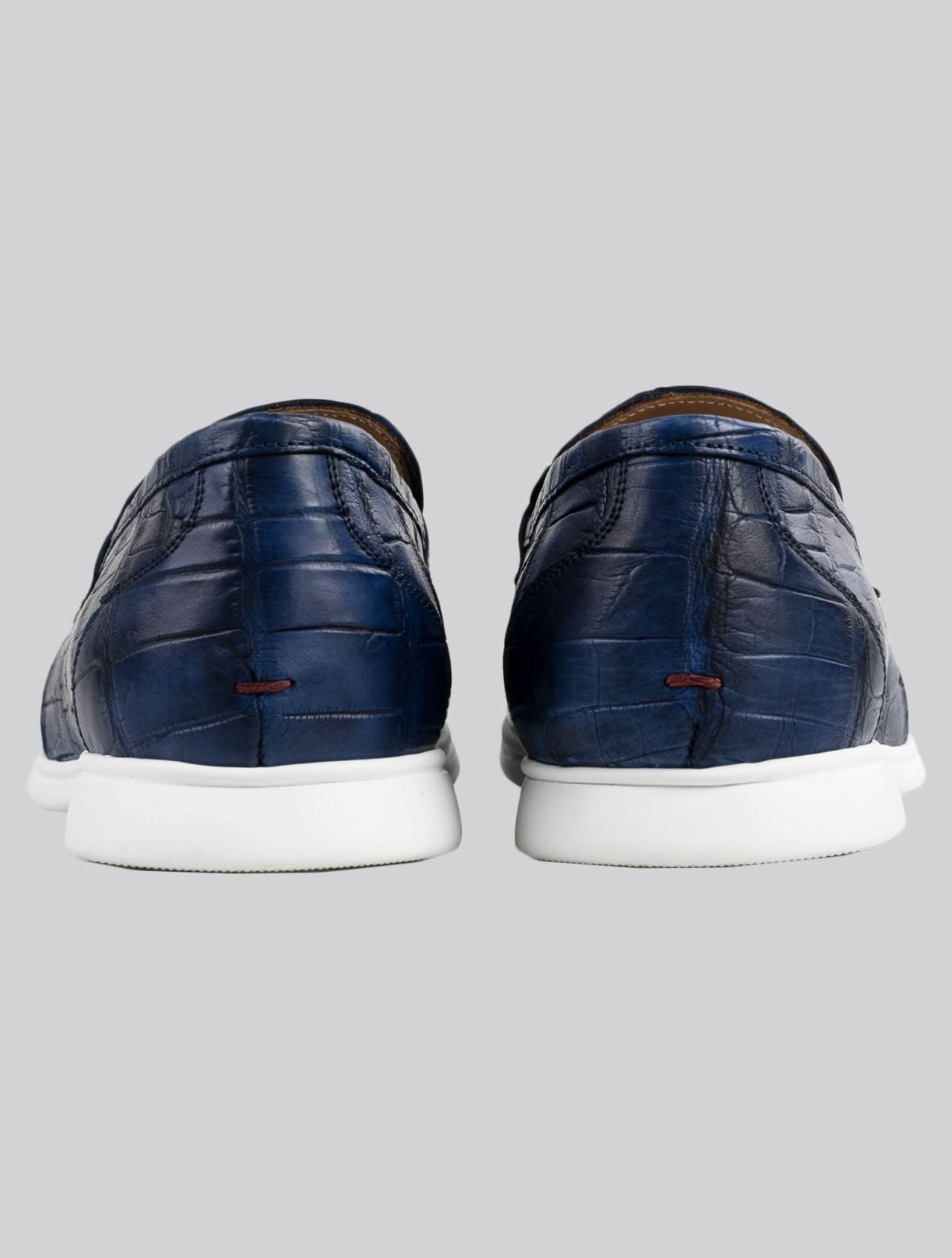 Kiton Blue Leather Crocodile Loafers