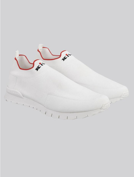Kiton White Cotton Ea Sneakers