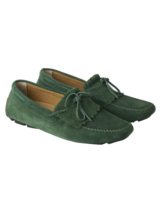 Kiton Green Leather Suede Loafers