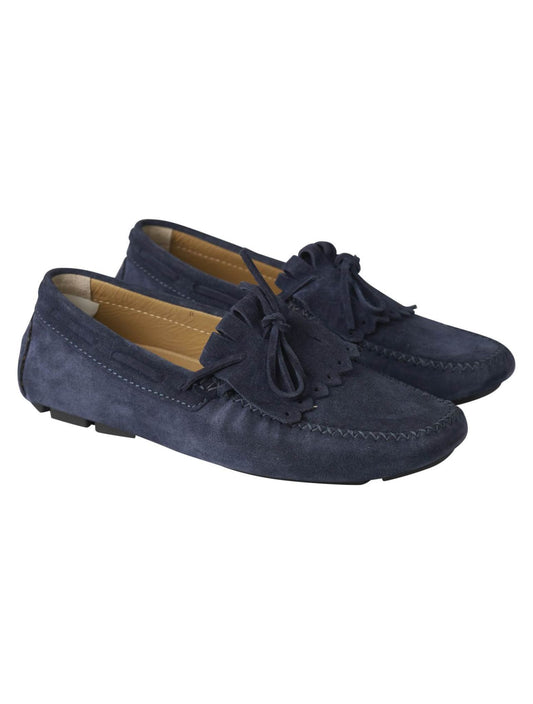 Kiton Blue Leather Suede Loafers