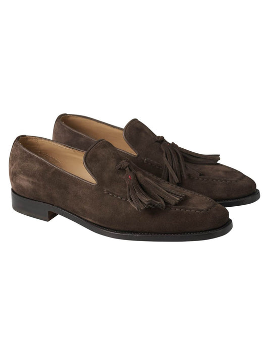 Kiton Brown Leather Suede Loafers