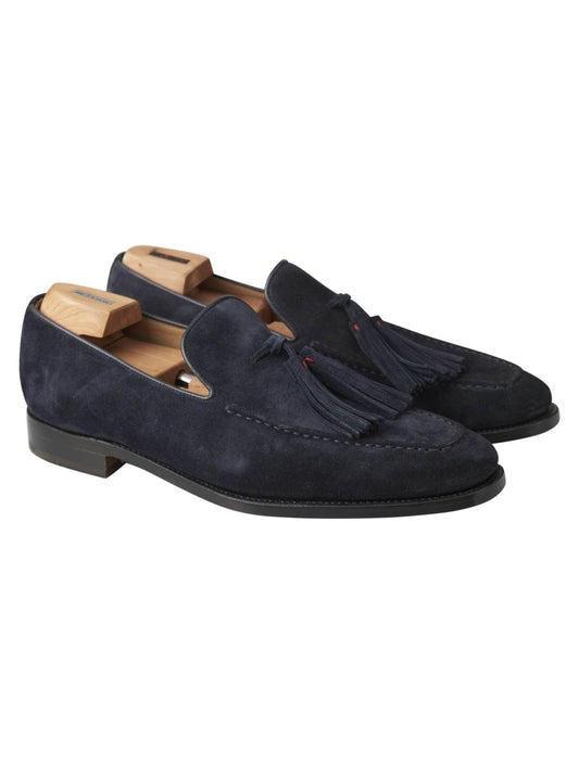 Kiton Blue Leather Suede Loafers