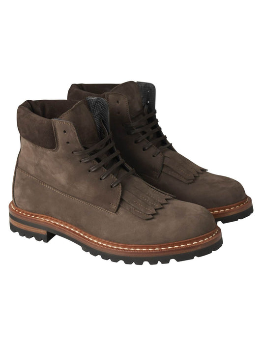 Kiton Brown Leather Suede Boots Shoes