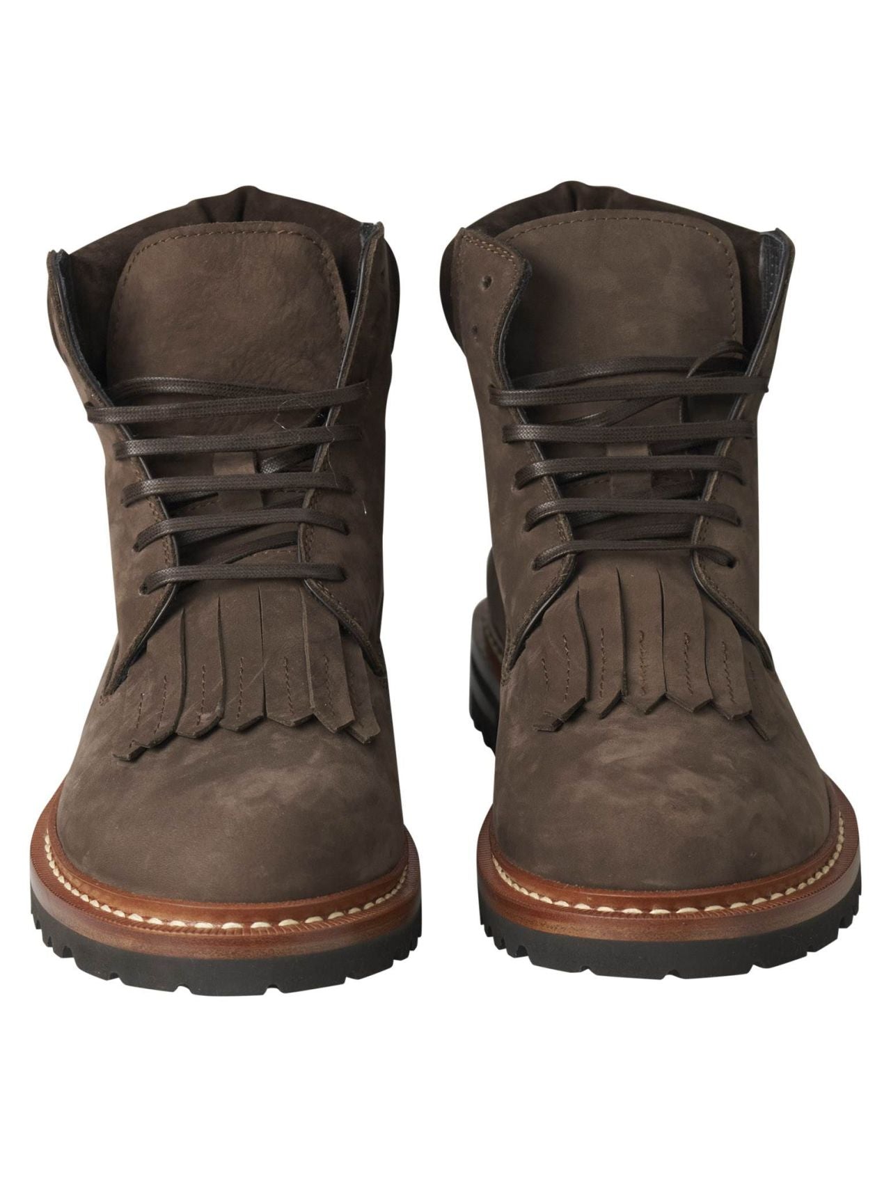Kiton Brown Leather Suede Boots Shoes