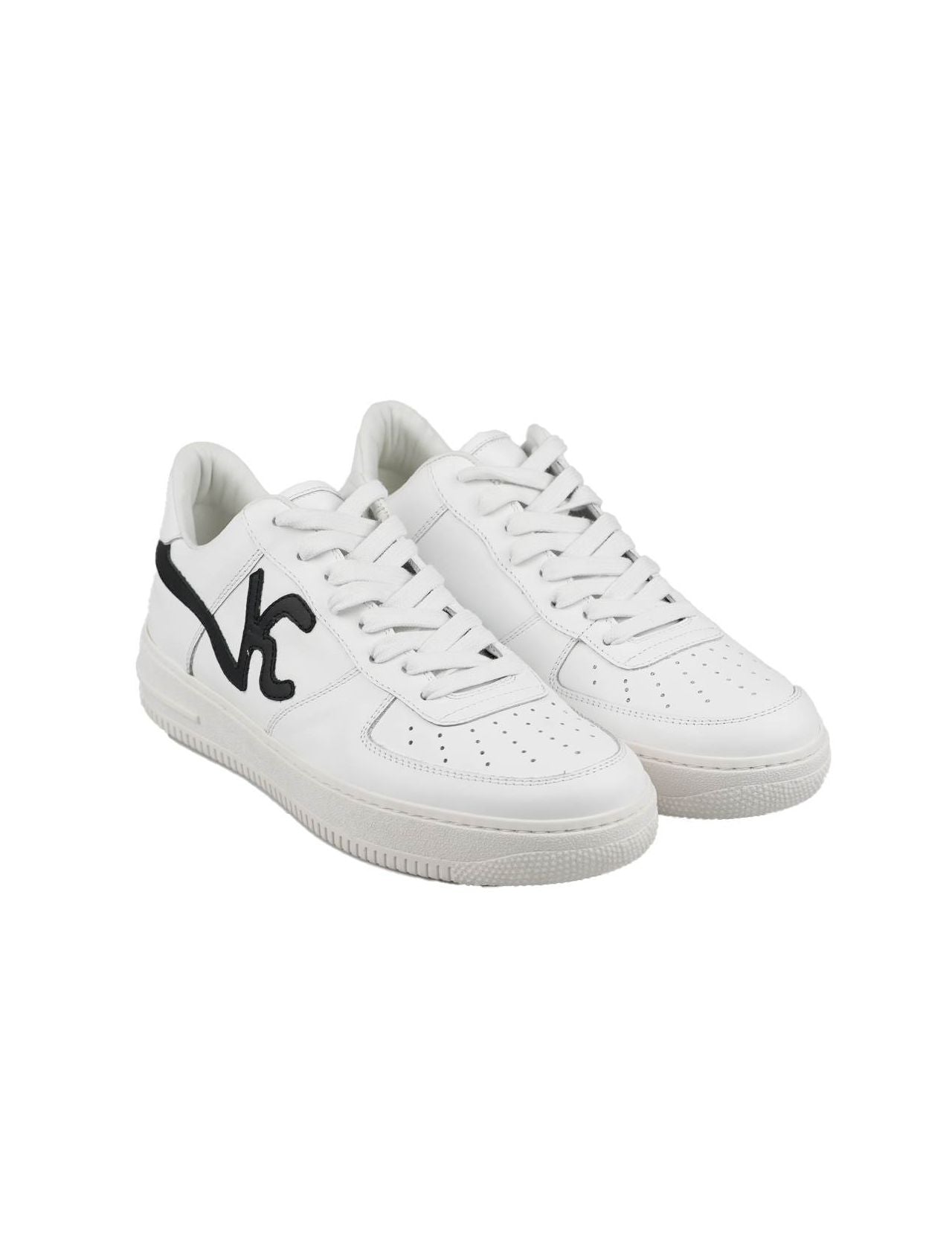 KNT Kiton White Black Leather Sneakers