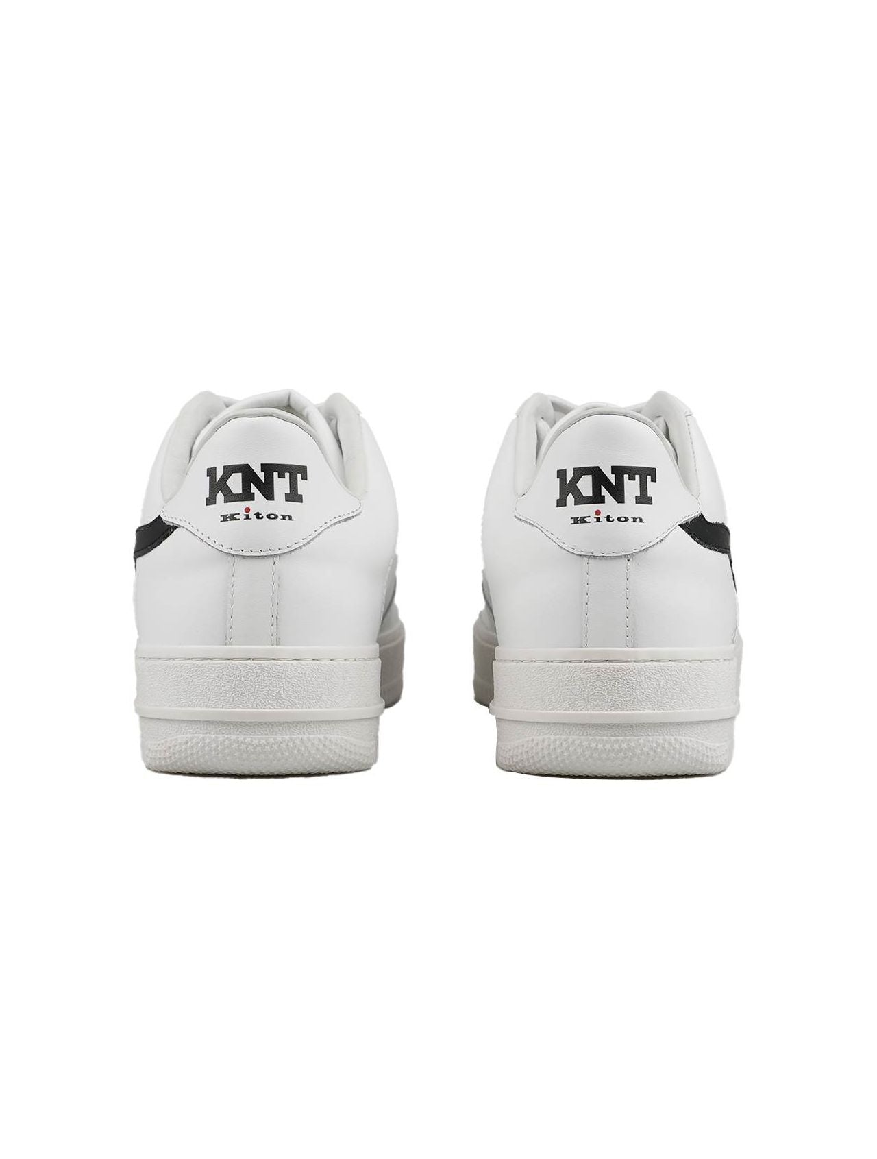 KNT Kiton White Black Leather Sneakers