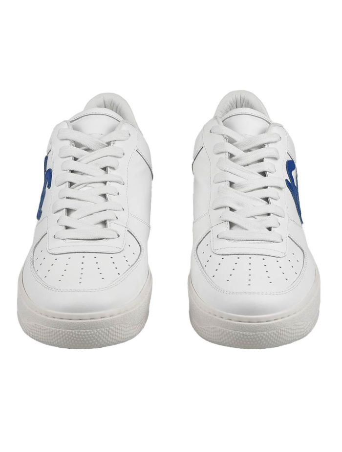 KNT Kiton White Blue Leather Sneakers