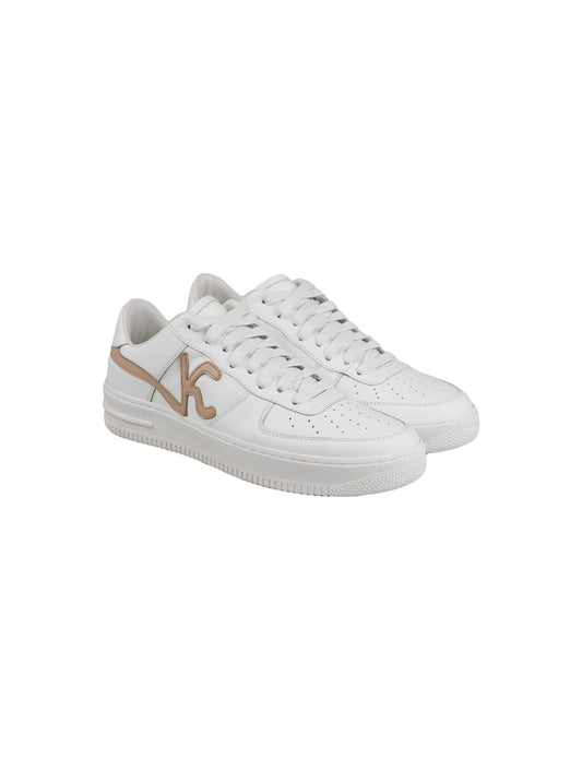 KNT Kiton White Pink Leather Sneakers