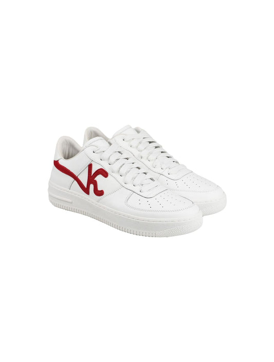 KNT Kiton White Red Leather Sneakers