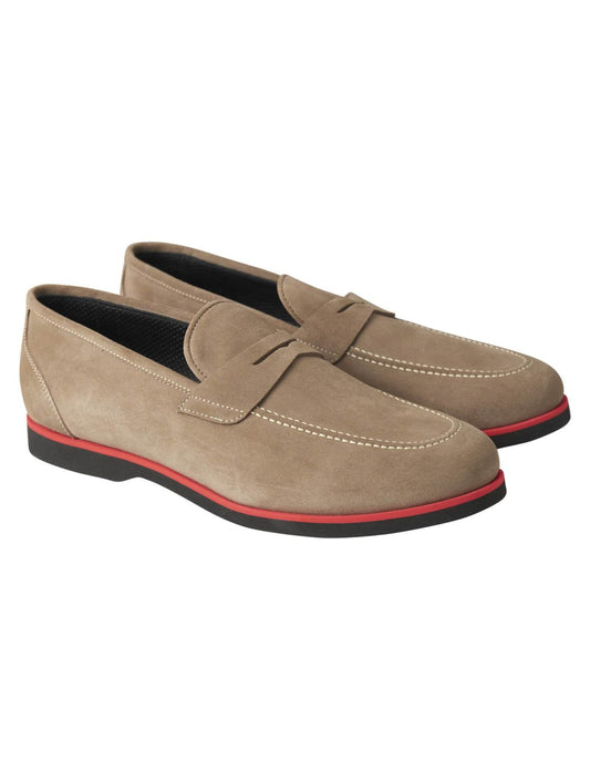 Kiton Beige Leather Suede Loafers
