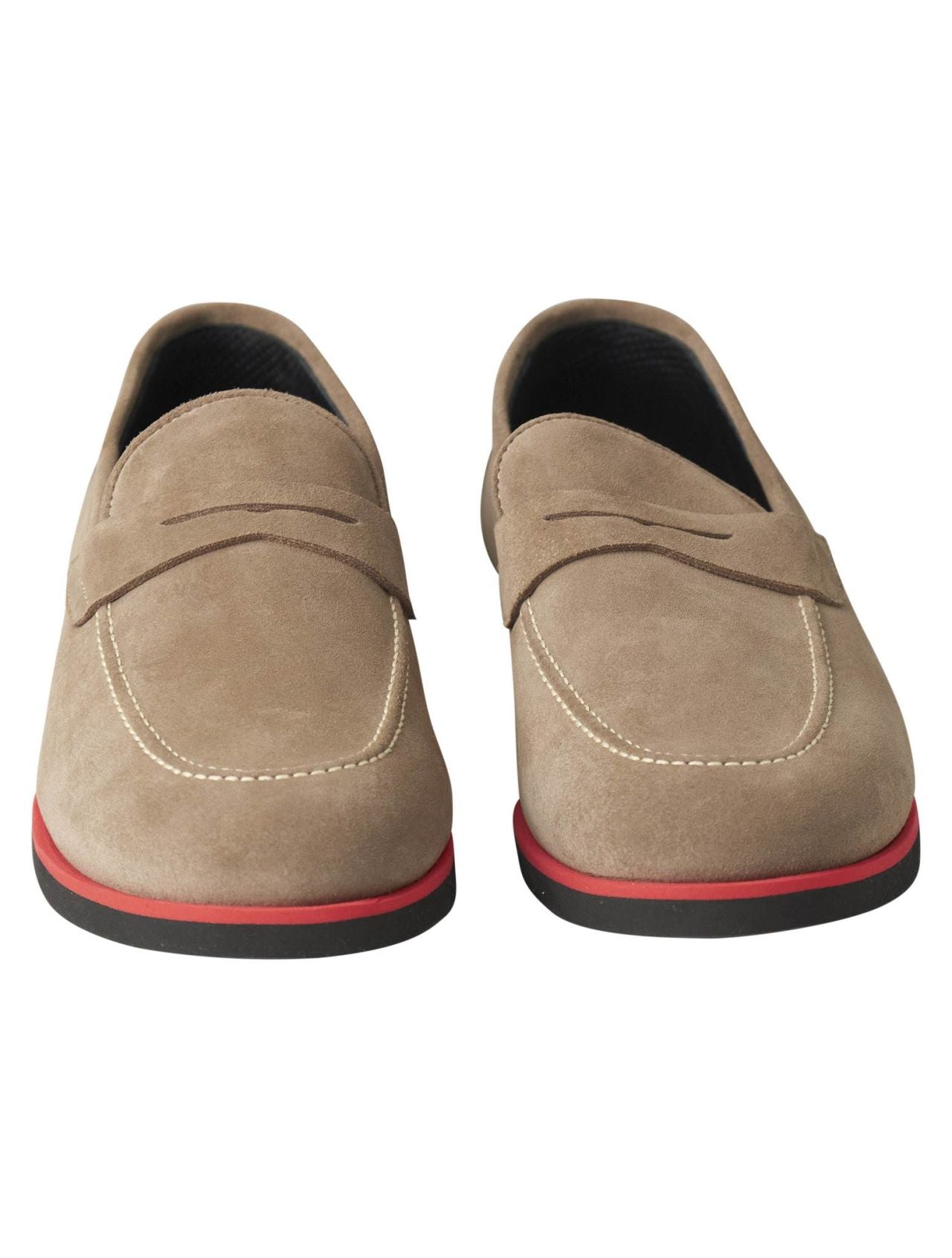 Kiton Beige Leather Suede Loafers