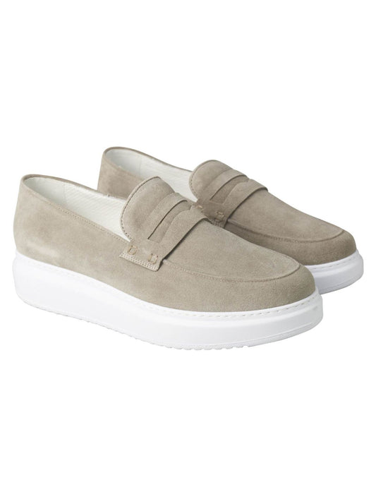 Kiton Beige Leather Suede Loafers