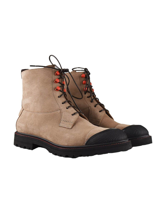 Kiton Beige Leather Calf Boots Shoes