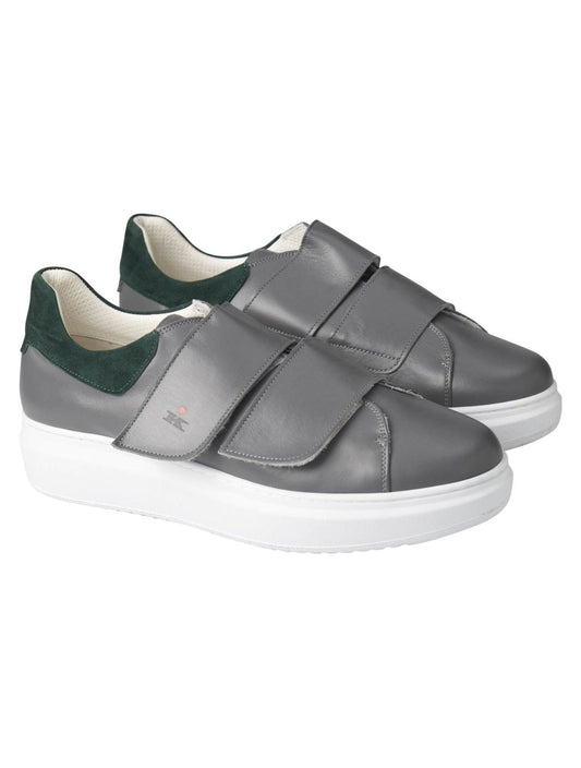 Kiton Gray Green Leather Sneaker