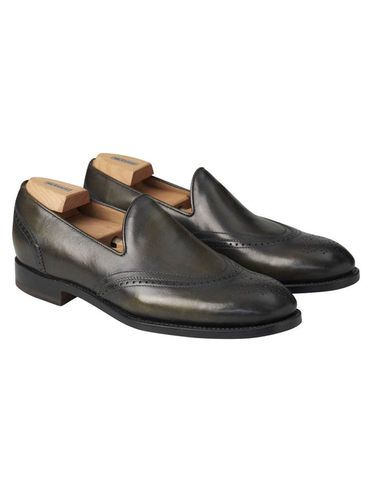 Kiton Dark Green Leather Loafers
